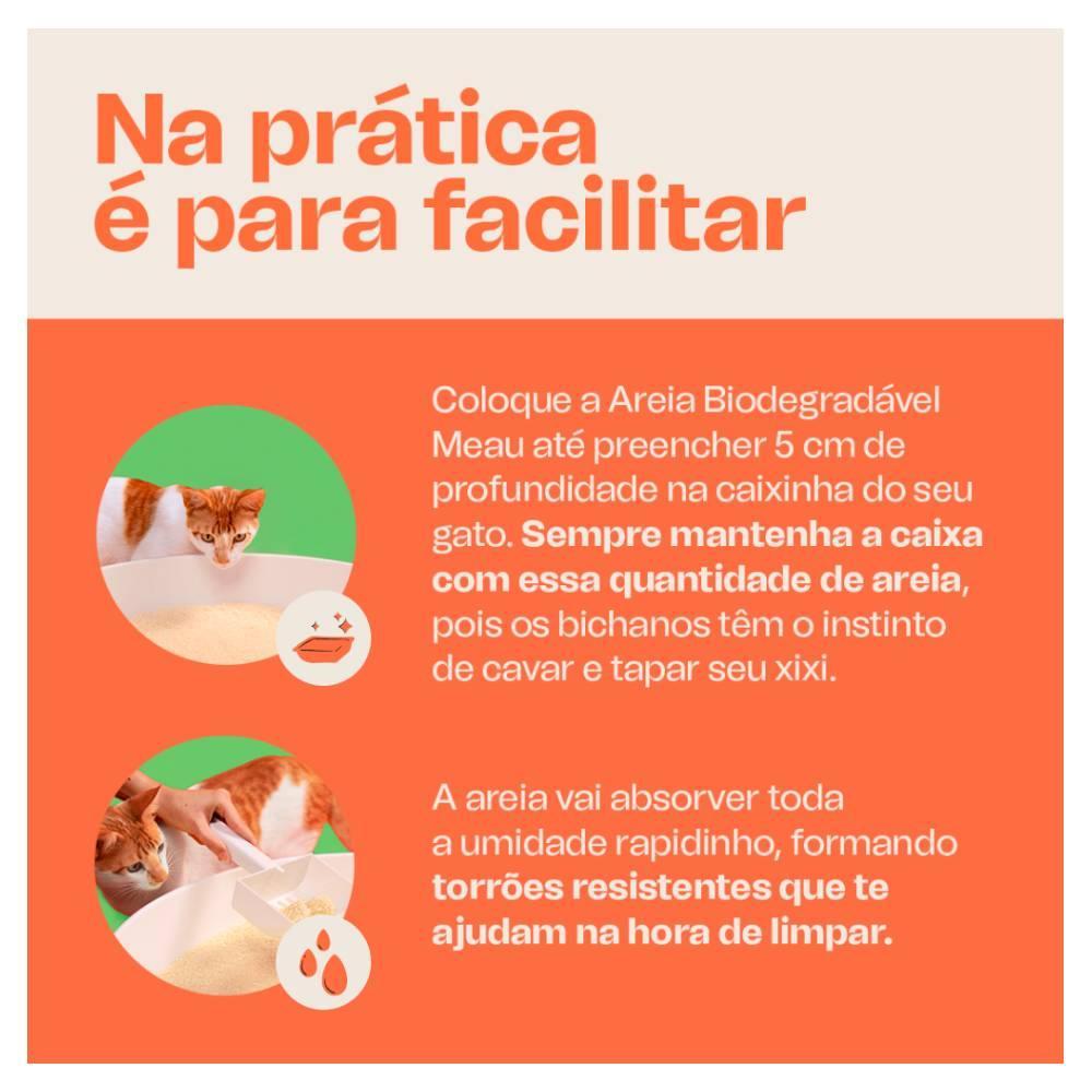 Areia Higiênica Meau Biodegradável Grãos Finos para Gatos - 12Kg (3 unidades de 4kg) - 6