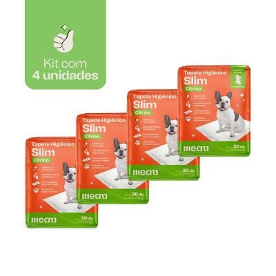 Tapete Higiênico Meau Cheirinho Cítrico Slim para Cães - 120 Unidades (4 Pacotes)
