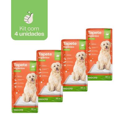 Tapete Higiênico Meau Cheirinho Cítrico para Cães - 120 Unidades (4 Pacotes)
