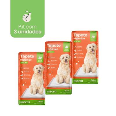 Tapete Higiênico Meau Cheirinho Cítrico para Cães - 90 Unidades (3 Pacotes)