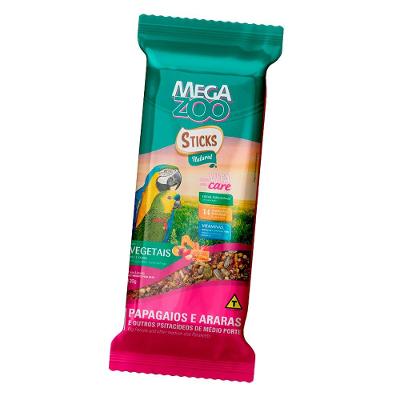 Sticks Natural Megazoo Sabor Vegetais para Papagaios e Araras - 120 g
