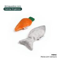 Brinquedo Pelúcia Cenoura e Peixe com Catnip para Gatos - Tam. Único - 2
