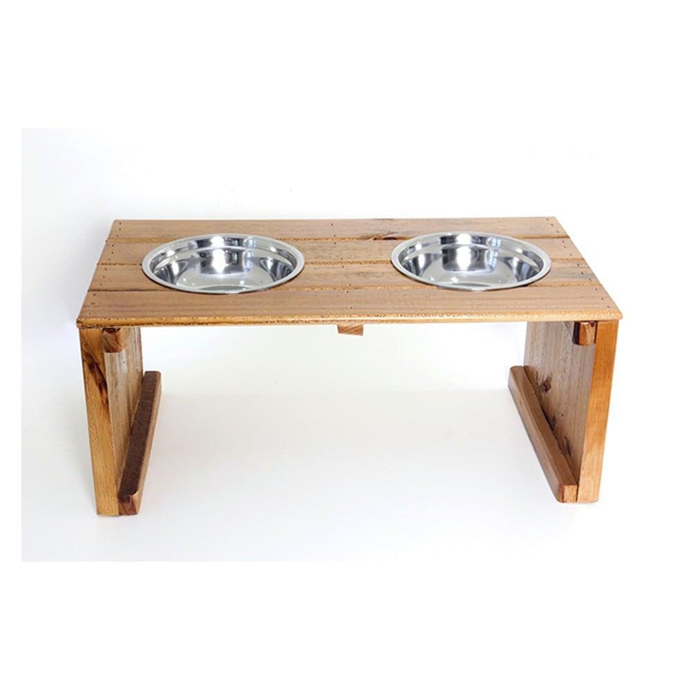 Comedouro Duplo Madeira com Bowl em Inox Modelo 1 - Tam. G - 2
