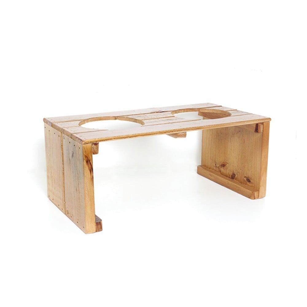 Comedouro Duplo Madeira com Bowl em Inox Modelo 1 - Tam. G - 3