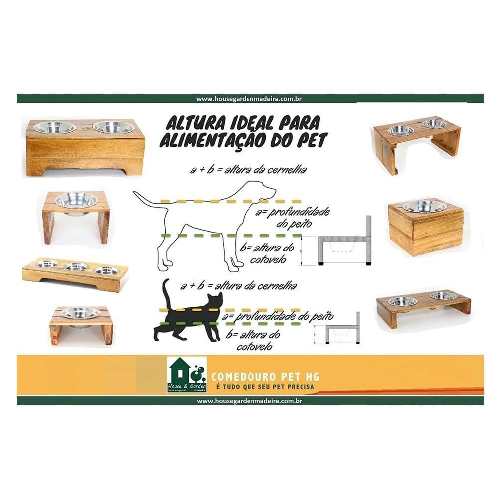 Comedouro Duplo Madeira com Bowl em Inox Modelo 1 - Tam. G - 5