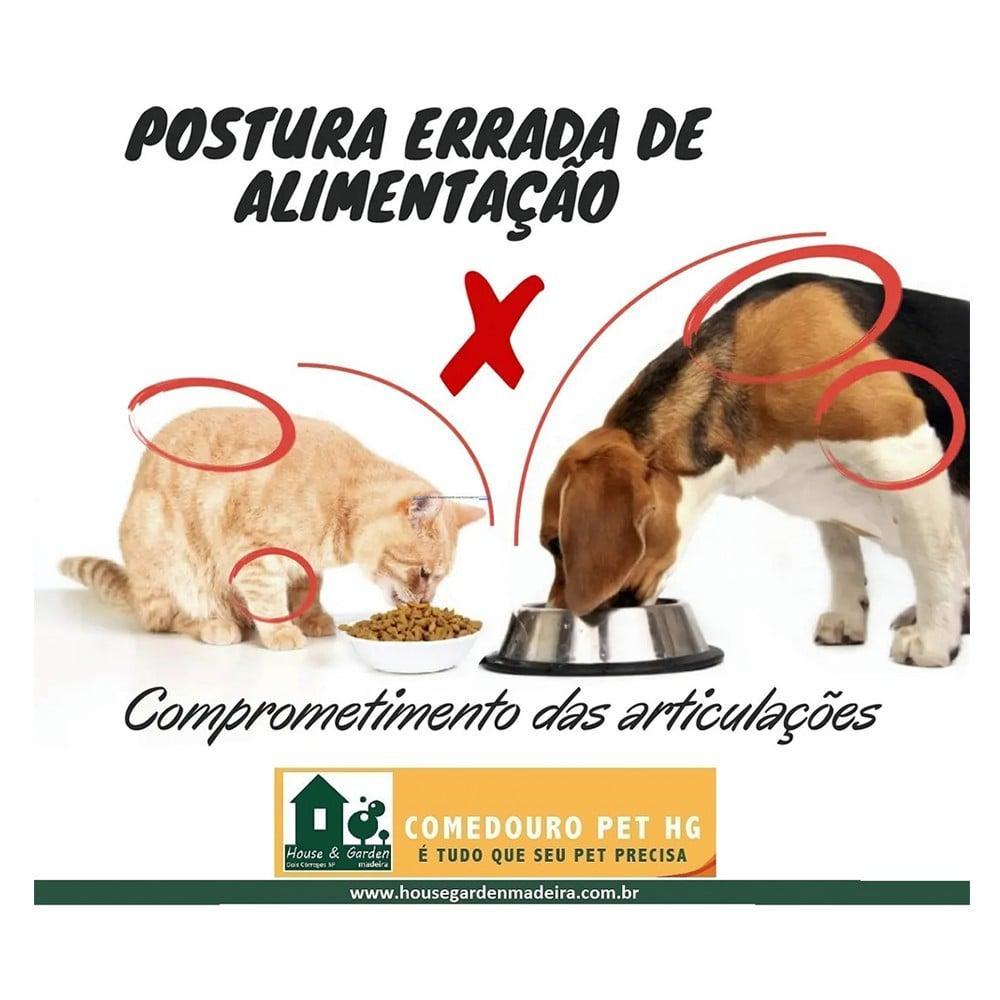 Comedouro Duplo Madeira com Bowl em Inox Modelo 1 - Tam. G - 6