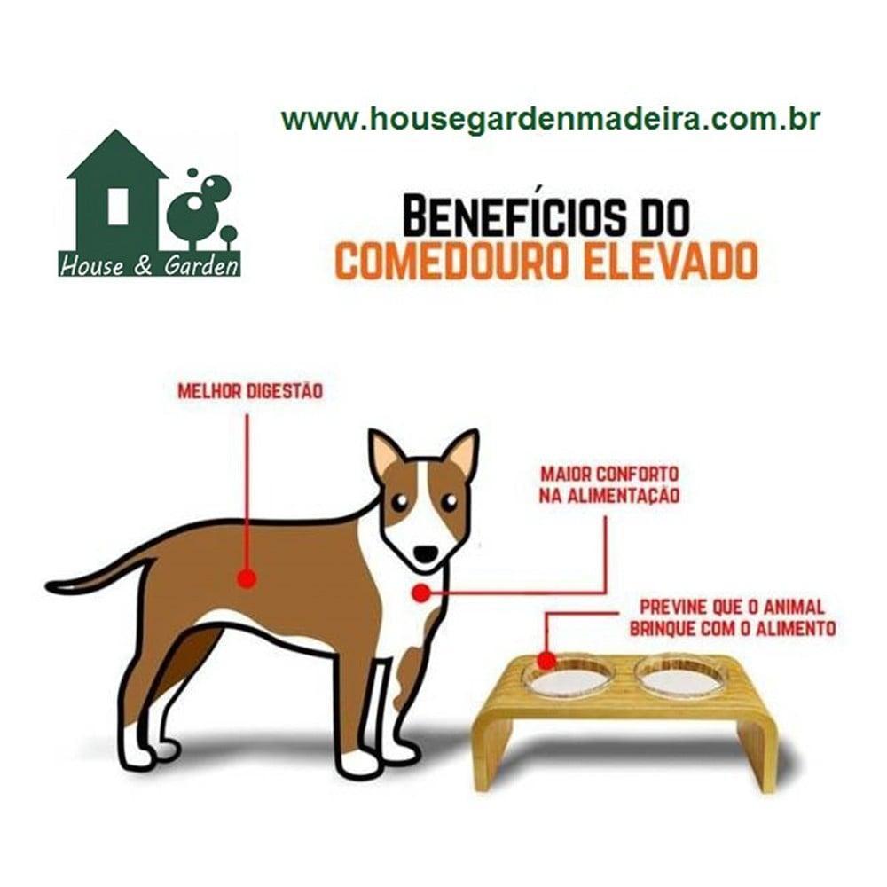 Comedouro Duplo Madeira com Bowl em Inox Modelo 1 - Tam. G - 7