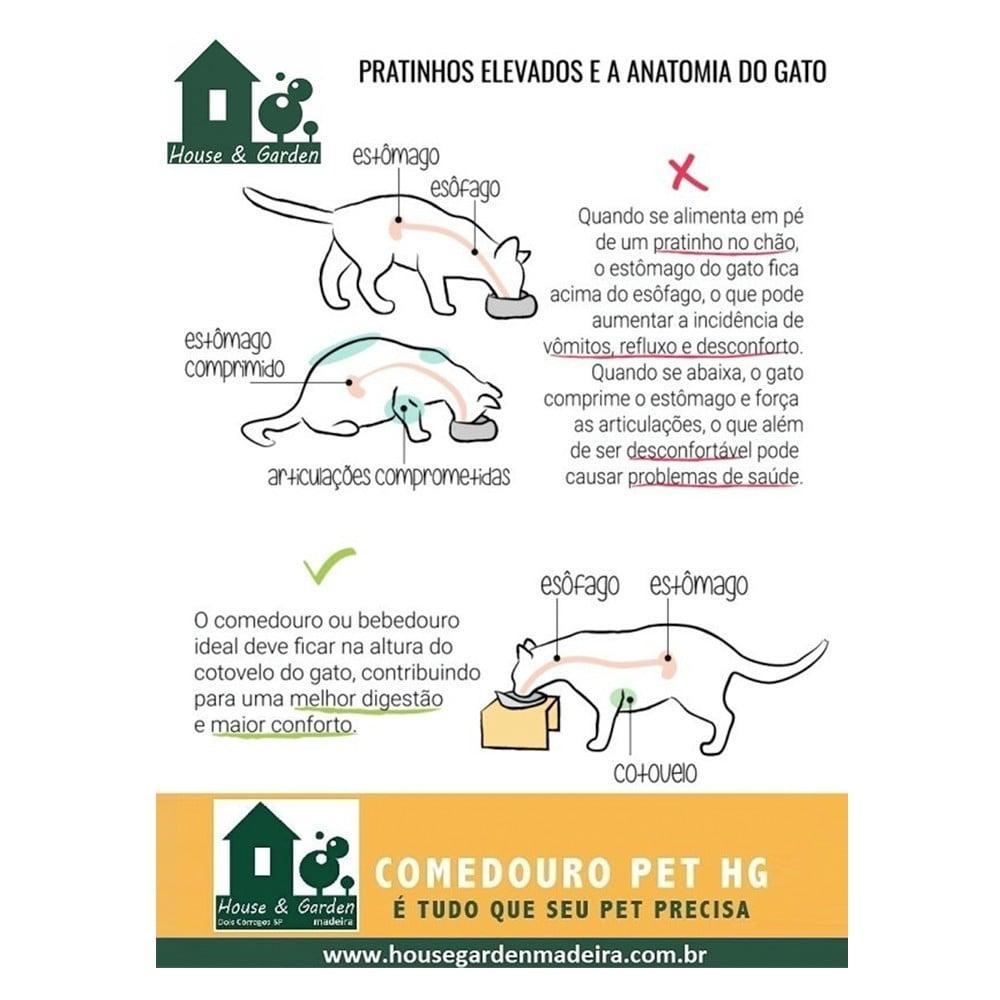 Comedouro Duplo Madeira com Bowl em Inox Modelo 1 - Tam. G - 10