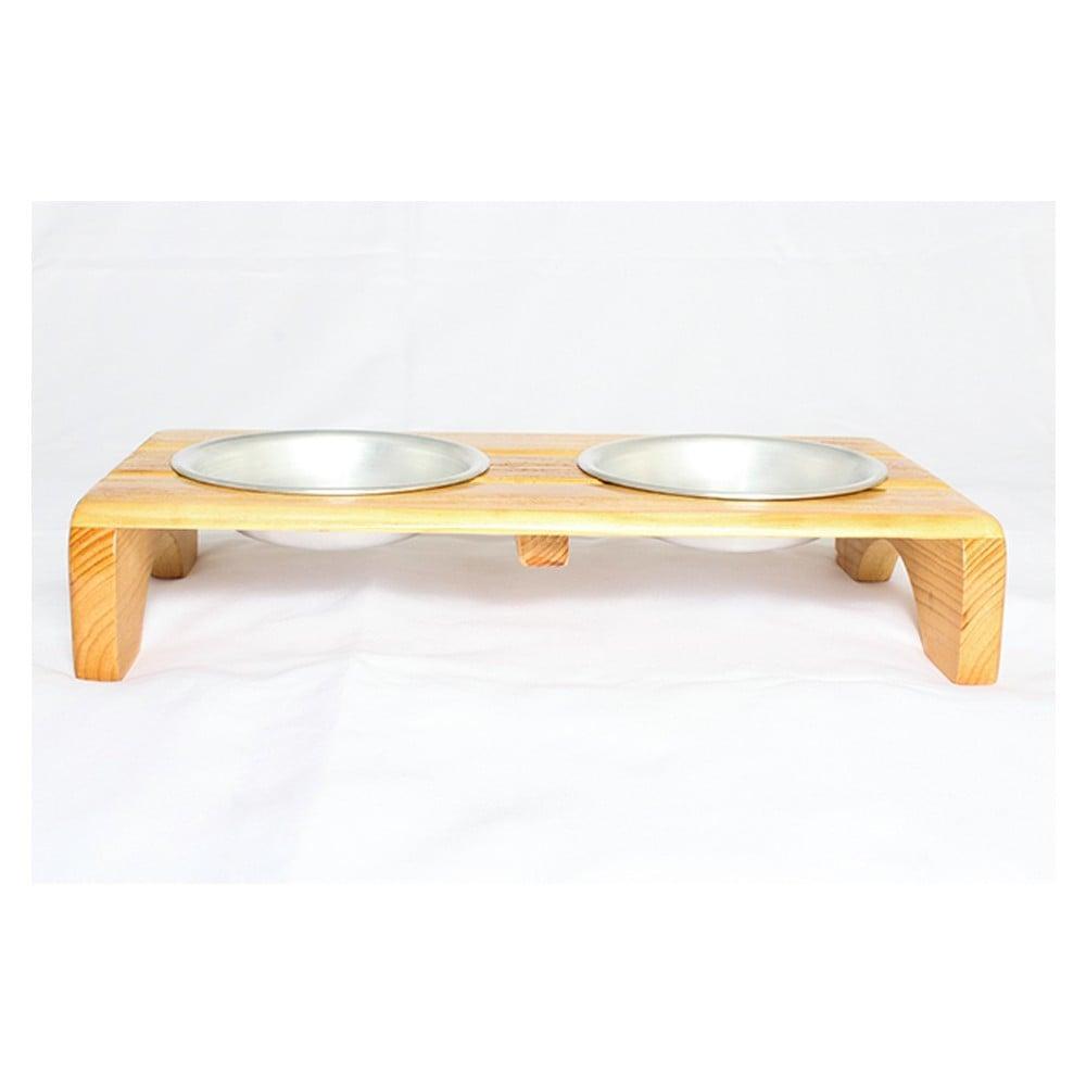 Comedouro Duplo Madeira com Bowl em Inox Modelo 1 - Tam. P - 3