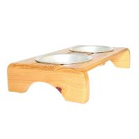 Comedouro Duplo Madeira com Bowl em Inox Modelo 1 - Tam. P - 1