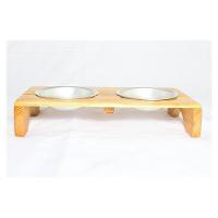 Comedouro Duplo Madeira com Bowl em Inox Modelo 1 - Tam. P - 3