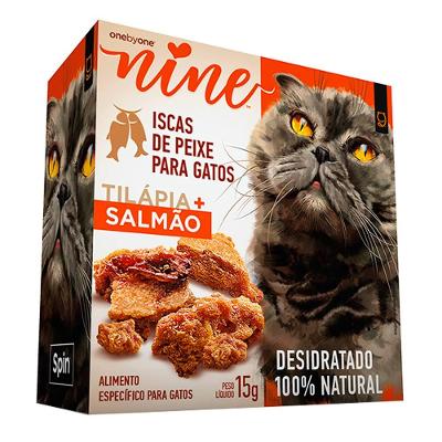 Petisco Spin Pet Nine Natural para Gatos Sabor Tilápia e Salmão - 15g