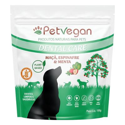Petisco PetVegan Dental Care para Cães Sabor Maçã, Espinafre e Menta - 150 g