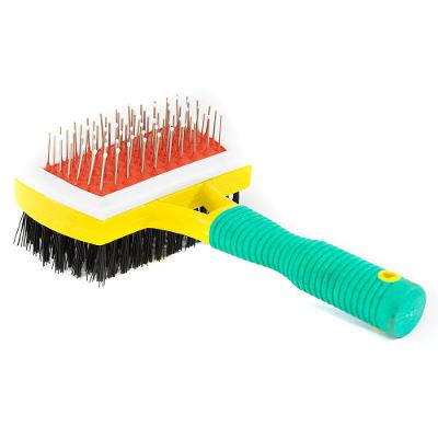 Rasqueadeira Dupla Face The Pets Brasil com Cabo de Plástico Amarelo e Verde - Tam. Único