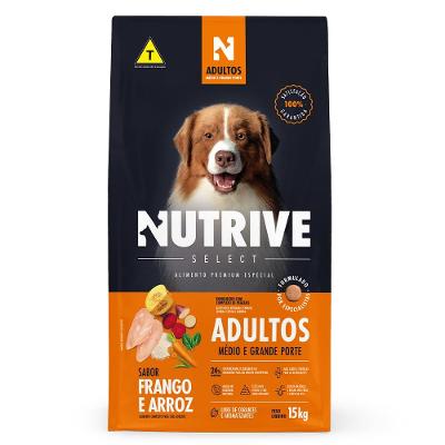 Ração Seca Nutrive Select Frango e Arroz para Cães Adultos Porte Médio e Grande - 15 Kg