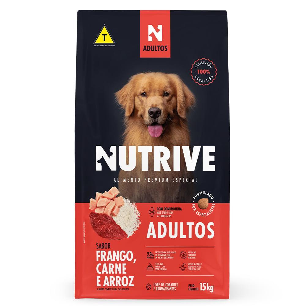 Ração Seca Nutrive Frango, Carne e Arroz para Cães Adultos - 15 Kg - 1