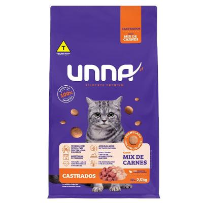 Ração Seca Unna Mix de Carnes para Gatos Castrados - 2,5 Kg