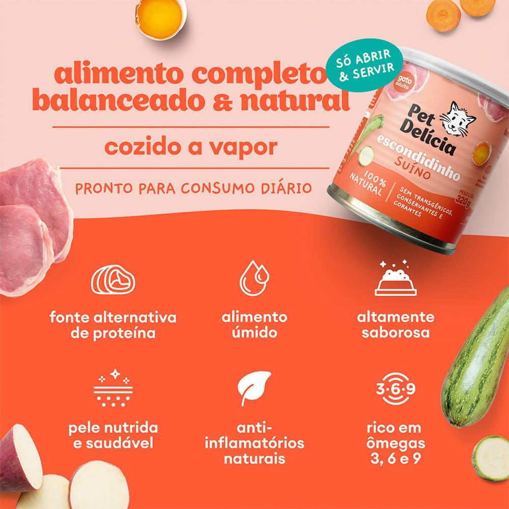 Ração Úmida Pet Delícia Escondidinho Suíno para Gatos Adultos - 320 g - 4