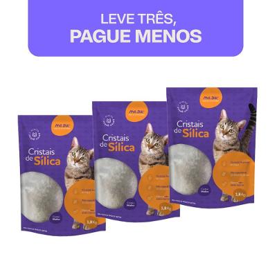 Areia Sílica Meau Cristais Médios para Gatos - 5,4 Kg (3 unidades de 1,8kg)