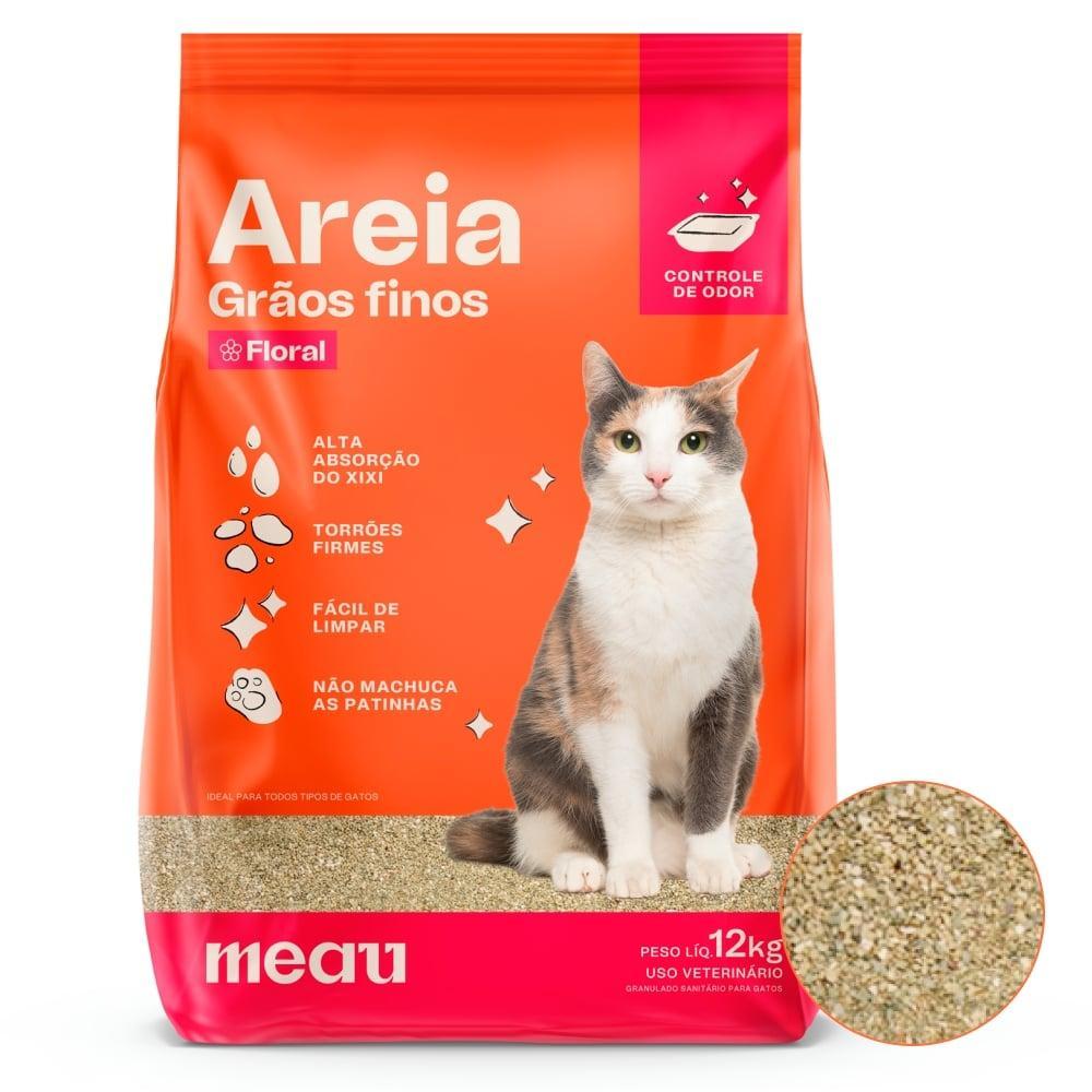 Areia Sanitária Meau Grãos Finos Perfume Floral para Gatos - 12 Kg - 1