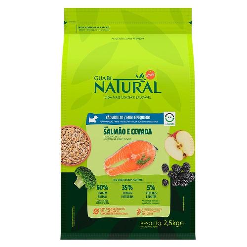 Ração Guabi Natural Salmão e Cevada para Cães Adultos Raças Mini e Pequena - 2,5 Kg