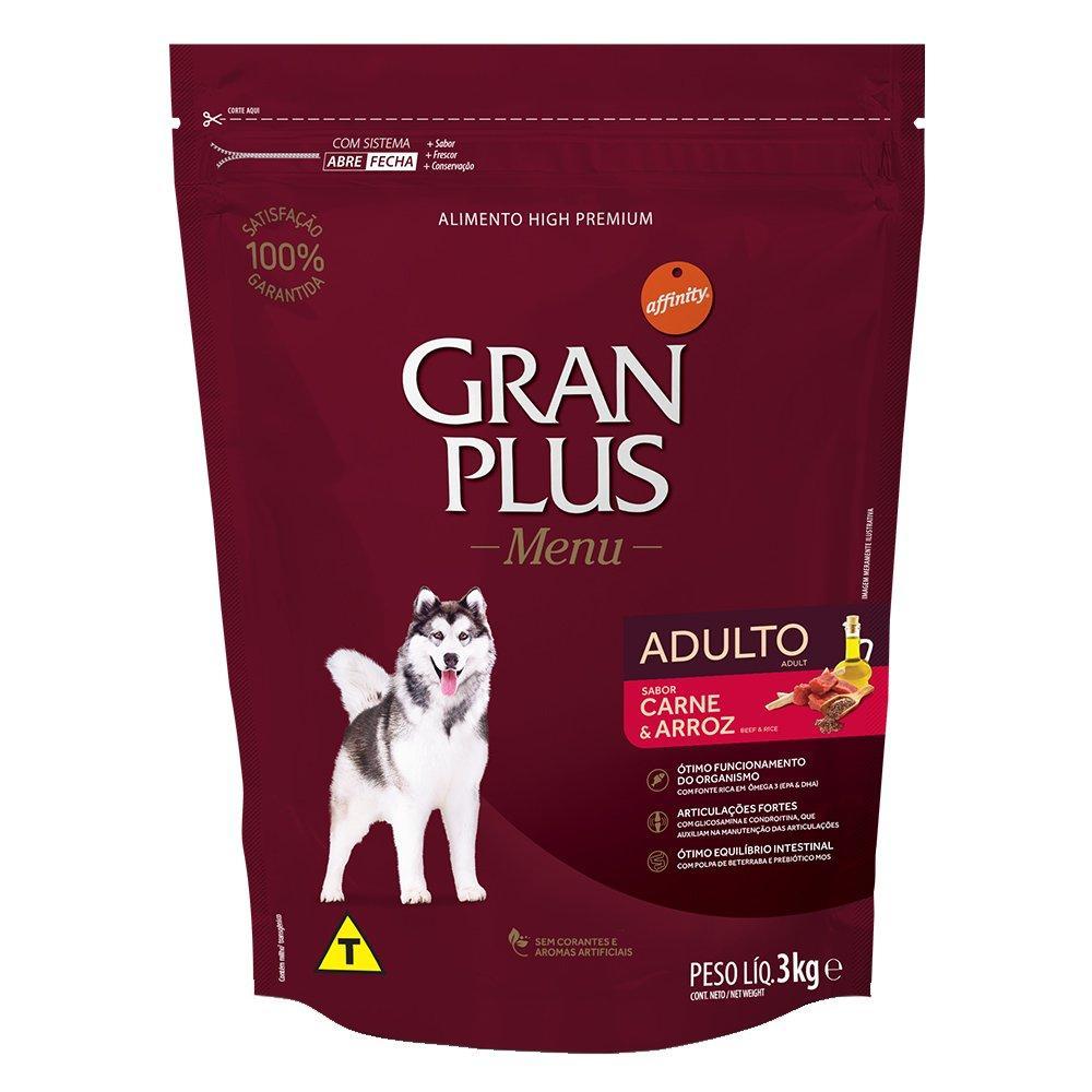 Ração GranPlus Menu Carne e Arroz para Cães Adultos - 3 Kg - 1