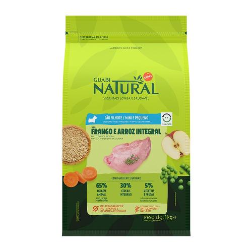 Ração Guabi Natural Frango e Arroz Integral para Cães Filhotes Raças Mini e Pequena - 1 Kg