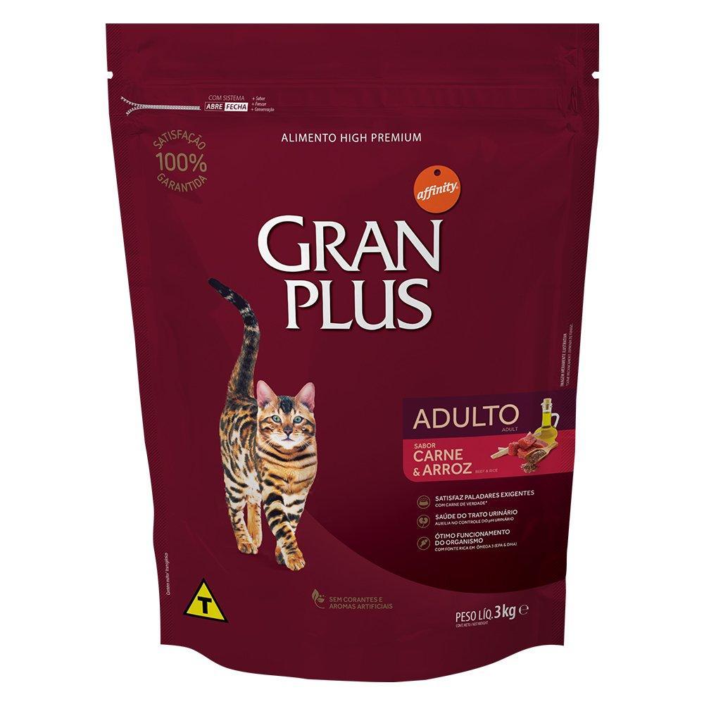 Ração GranPlus Carne e Arroz para Gatos Adultos - 3 Kg - 1