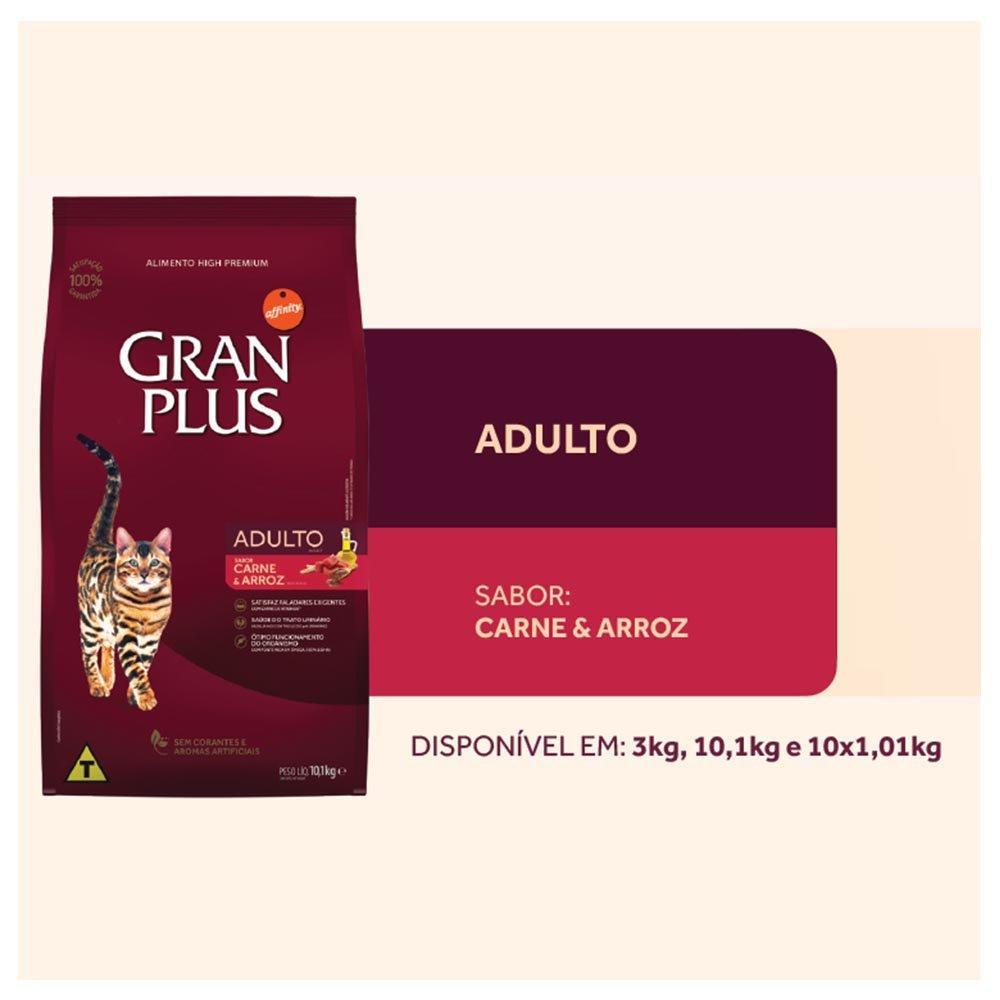 Ração GranPlus Carne e Arroz para Gatos Adultos - 3 Kg - 3