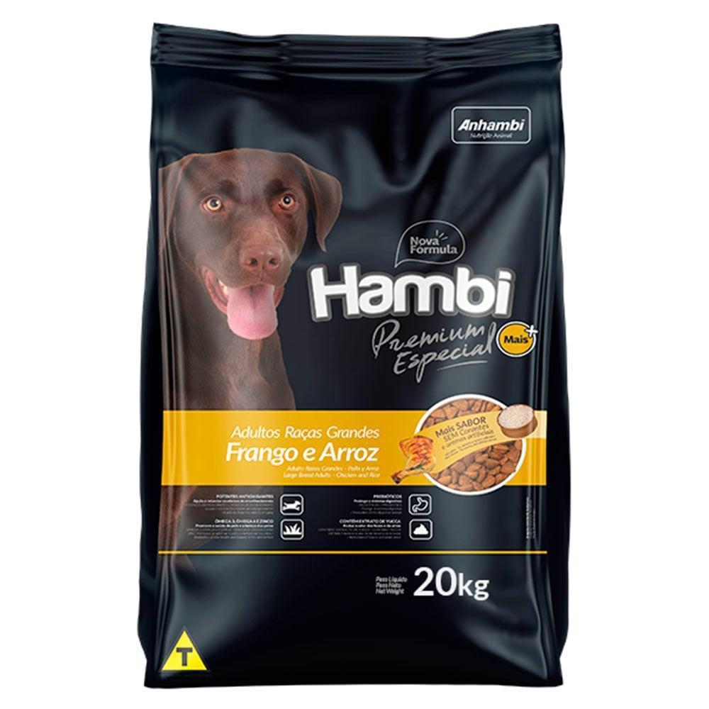 Ração Seca Hambi Premium Especial Frango e Arroz para Cães Adultos Raças Grandes - 20 Kg - 1