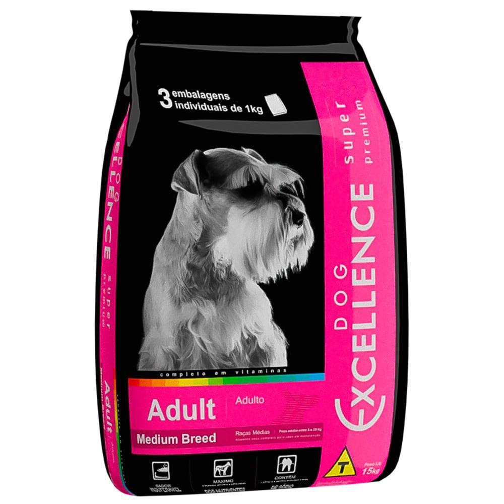 Ração Seca Dog Excellence Super Premium Arroz e Frango para Cães Adultos Raças Médias  - 3 Kg - 1