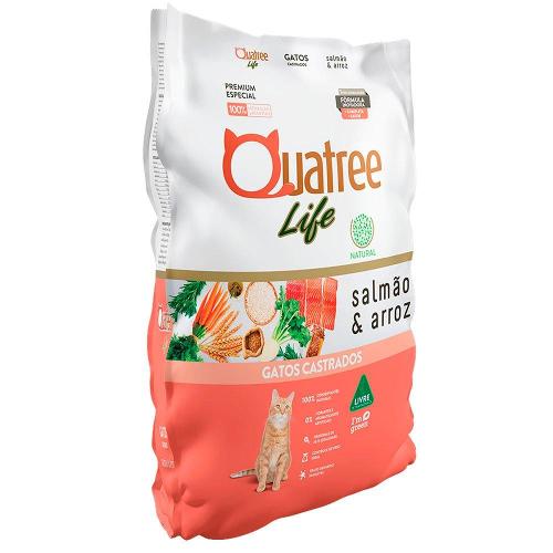 Ração Quatree Life Salmão e Arroz Gatos Castrados - 3 Kg