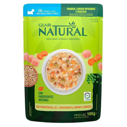 Ração Úmida Guabi Natural Frango, Cereais Integrais e Vegetais para Cães - 100 g