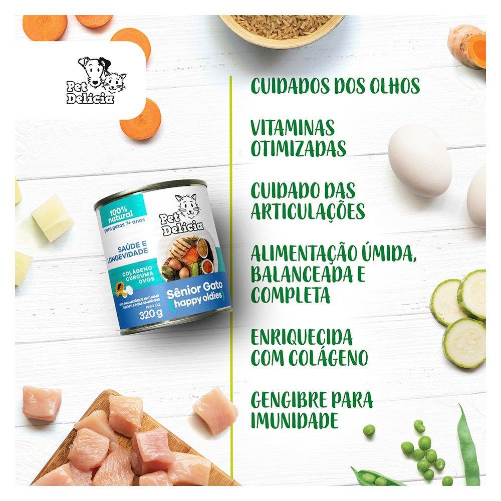 Ração Úmida Pet Delícia Sênior Happy Oldies 7+ para Gatos - 320 g - 6