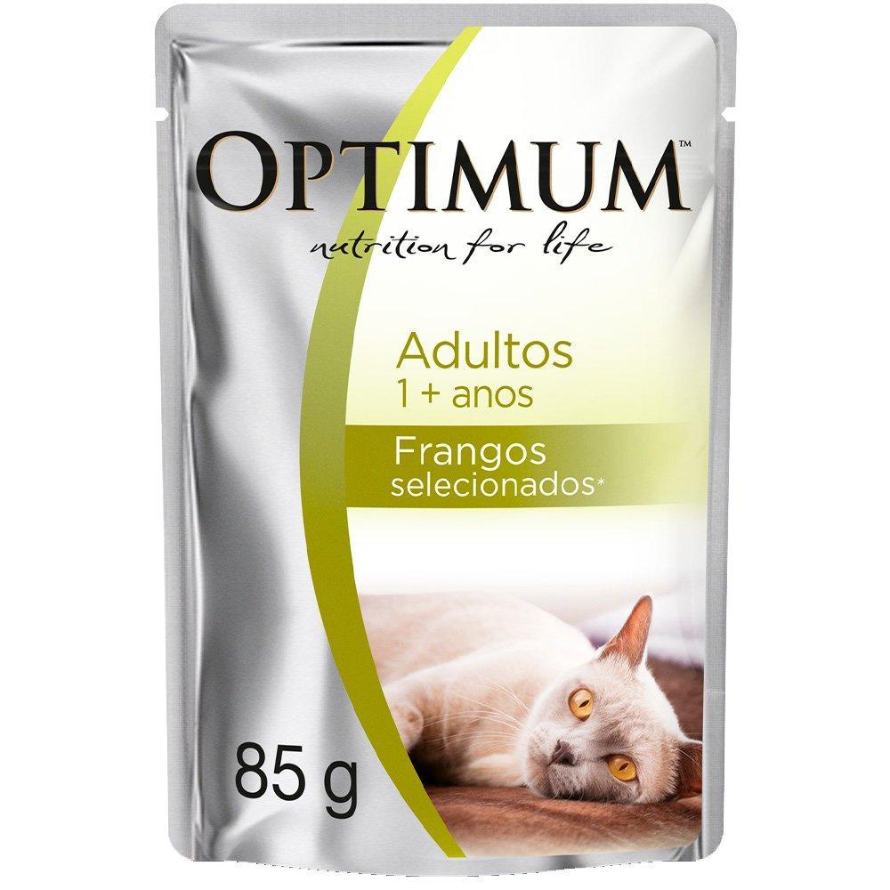 Ração Úmida Optimum Sachê para Gatos Adultos Frango - 85 g - 1