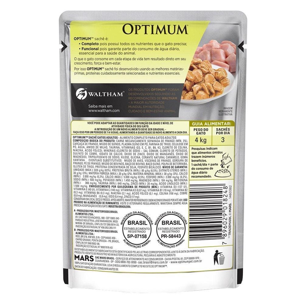 Ração Úmida Optimum Sachê para Gatos Adultos Frango - 85 g - 3