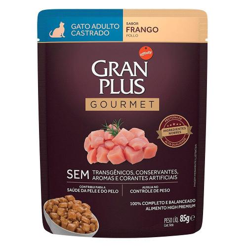 Ração Úmida GranPlus Sachê Gourmet Frango para Gatos Castrados Adultos - 85 g