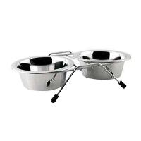 Comedouro e Bebedouro Duplo em Inox com Suporte - Tam. 04 - 1