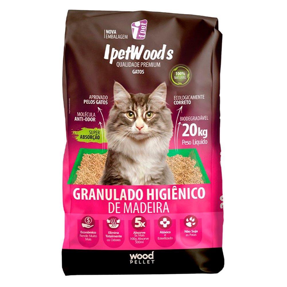 Granulado Ipet Woods de Madeira para Gatos - 20 Kg - 1