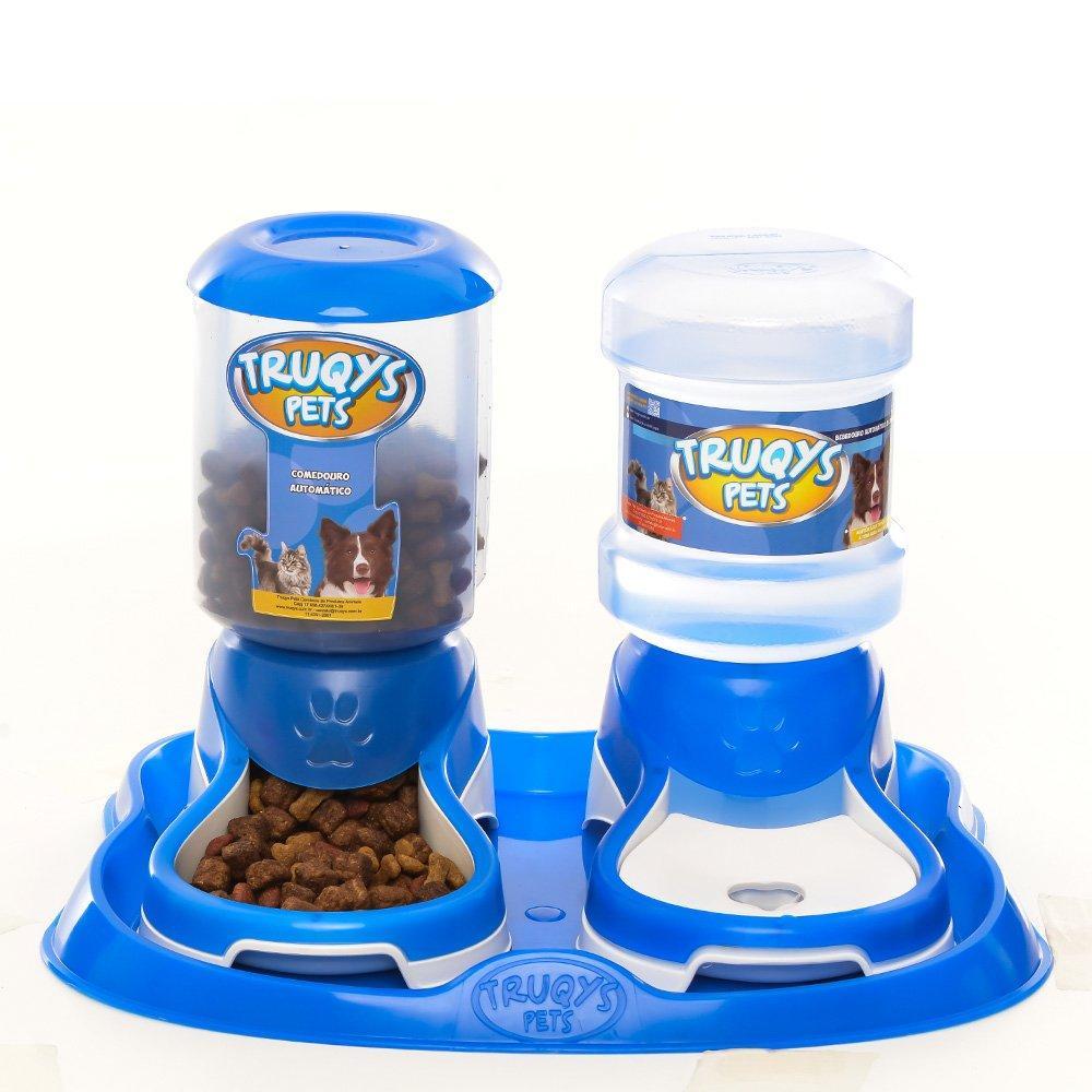 Kit Truqys Pets Automático Bandeja + Comedouro + Bebedouro - Azul - 6