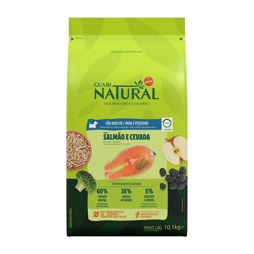 Ração Guabi Natural Salmão e Cevada para Cães Adultos Raças Mini e Pequena - 10,1 Kg