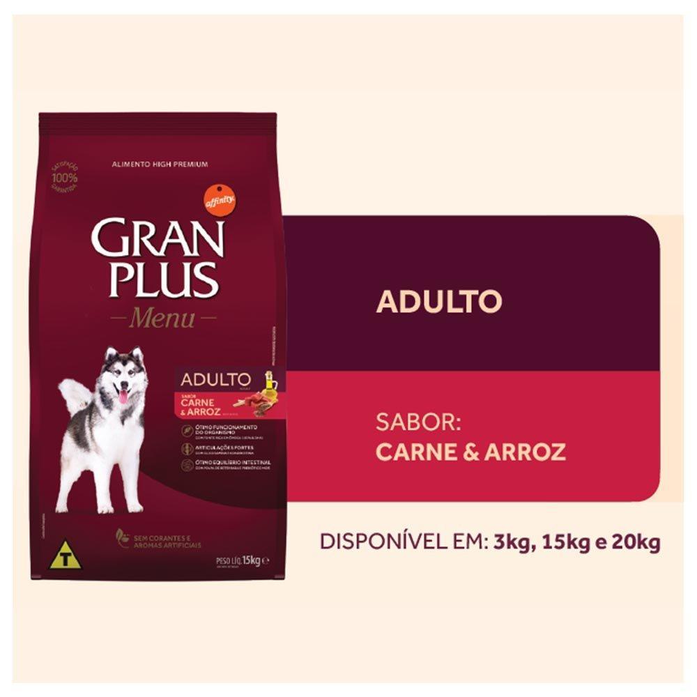 Ração GranPlus Menu Carne e Arroz para Cães Adultos - 20 Kg - 2