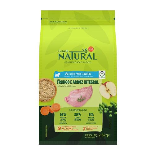 Ração Guabi Natural Frango e Arroz Integral para Cães Filhotes Raças Mini e Pequena - 2,5 Kg
