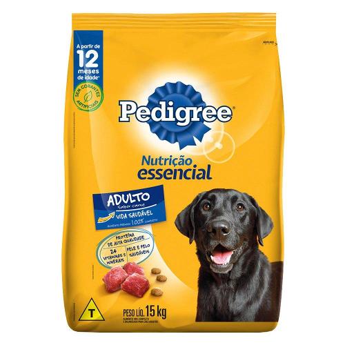 Ração Seca Pedigree Nutrição Essencial Carne para Cães Adultos Raças Médias e Grandes - 15 Kg