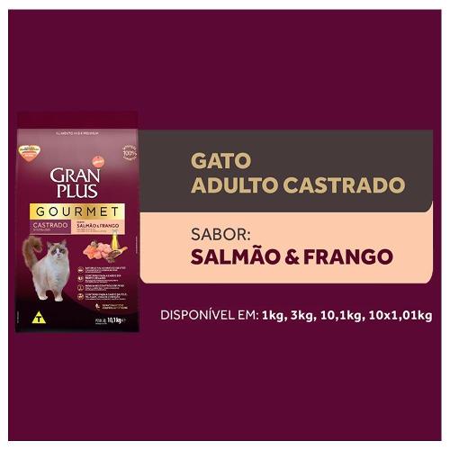 Ração Seca GranPlus Gourmet Salmão & Frango para Gatos Castrados - 10,1 Kg