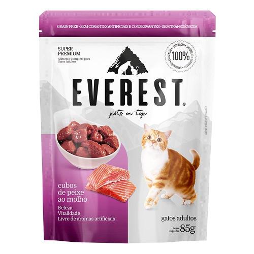 Ração Úmida Everest Cubos de Peixe ao Molho para Gatos - 85 g