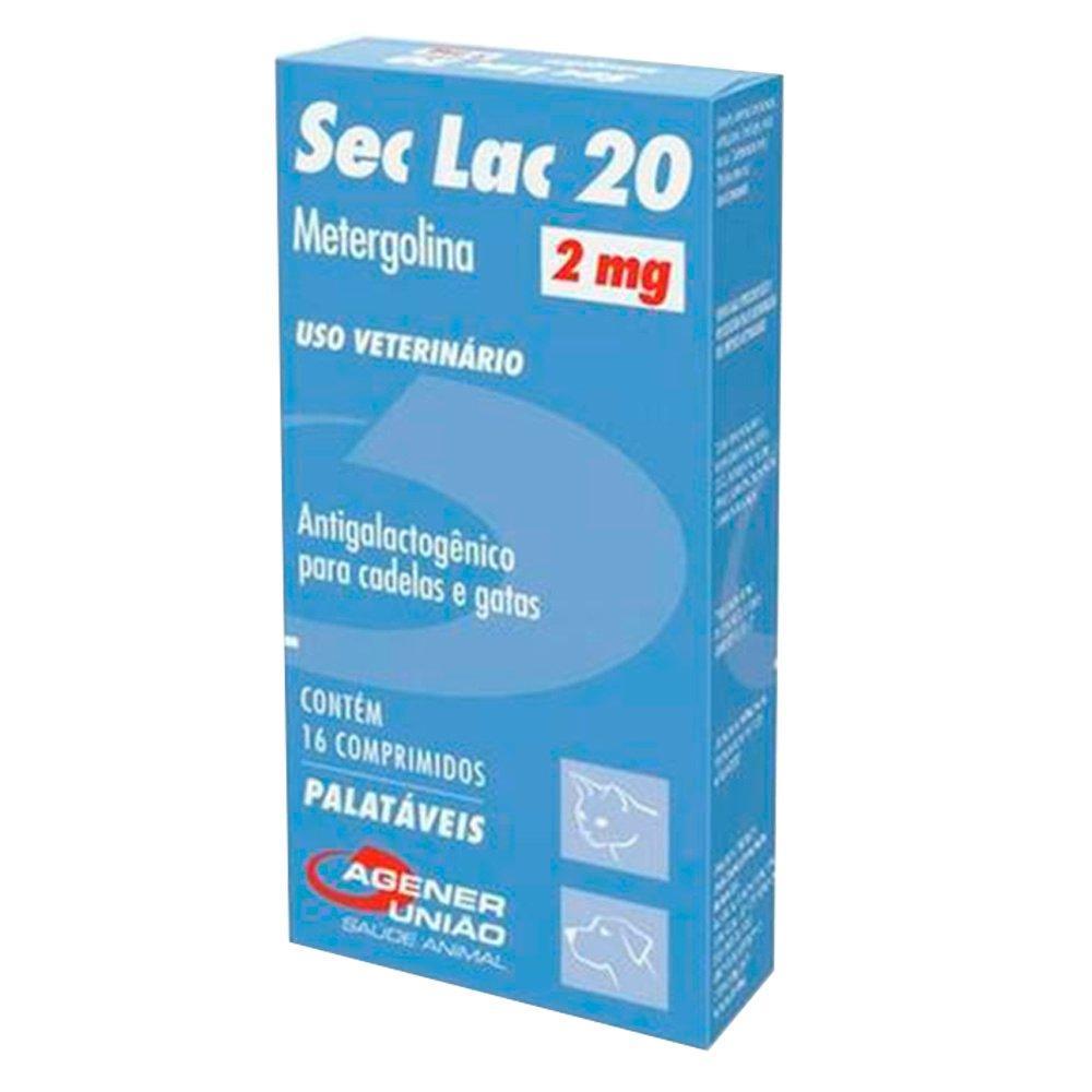 Antigalactogênico Agener União Sec Lac para Cadelas e Gatas 16 Comprimidos - 2,0 mg - 1