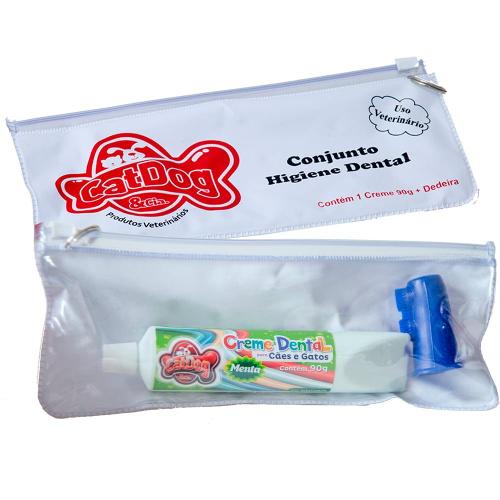 Conjunto Higiene Dental CatDog & Cia Menta para Cães e Gatos - 90 g