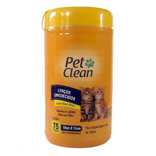 Lenços Umedecidos Pet Clean para Gatos - 75 Unidades