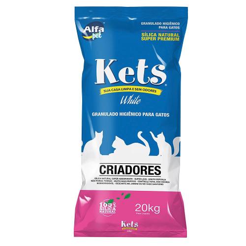 Granulado Higiênico Alfapet Kets Super Premium White Criadores para Gatos - 20 Kg